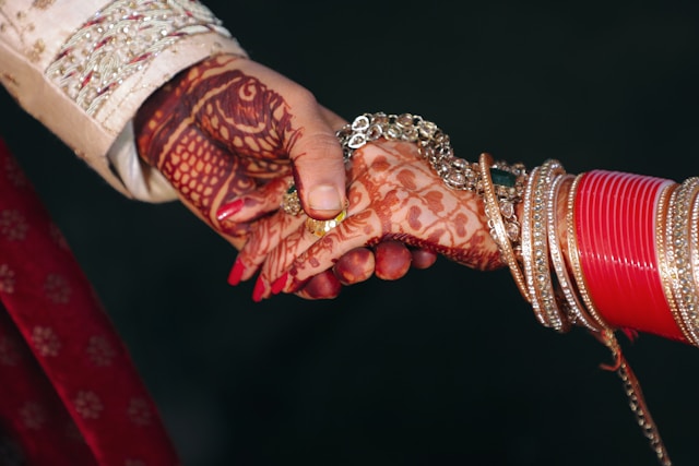 Couple holding hands